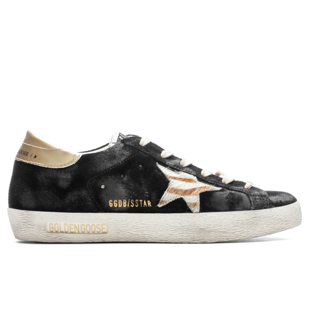 Womens Super Star Sneakers Black White White Beige Zebra