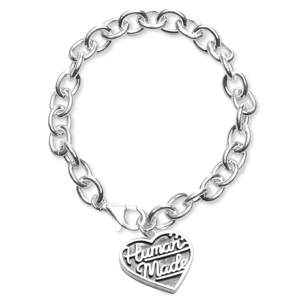 Heart Silver Bracelet Black