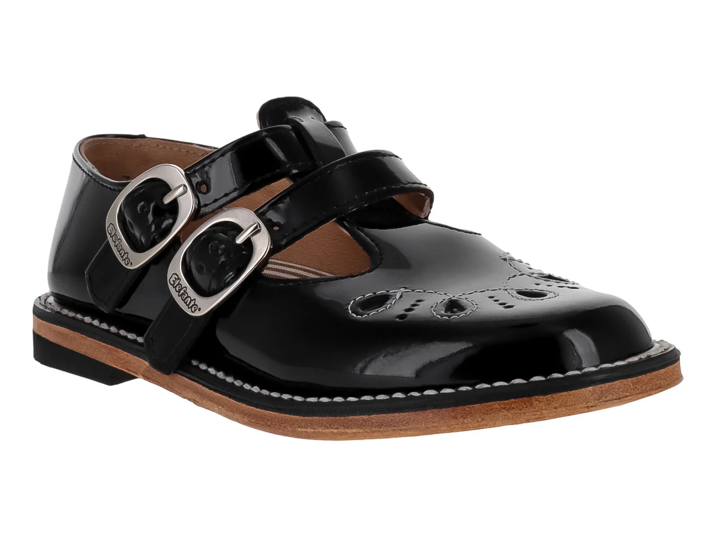 Zapatos Escolares Elefante para Niña en Charol Negro