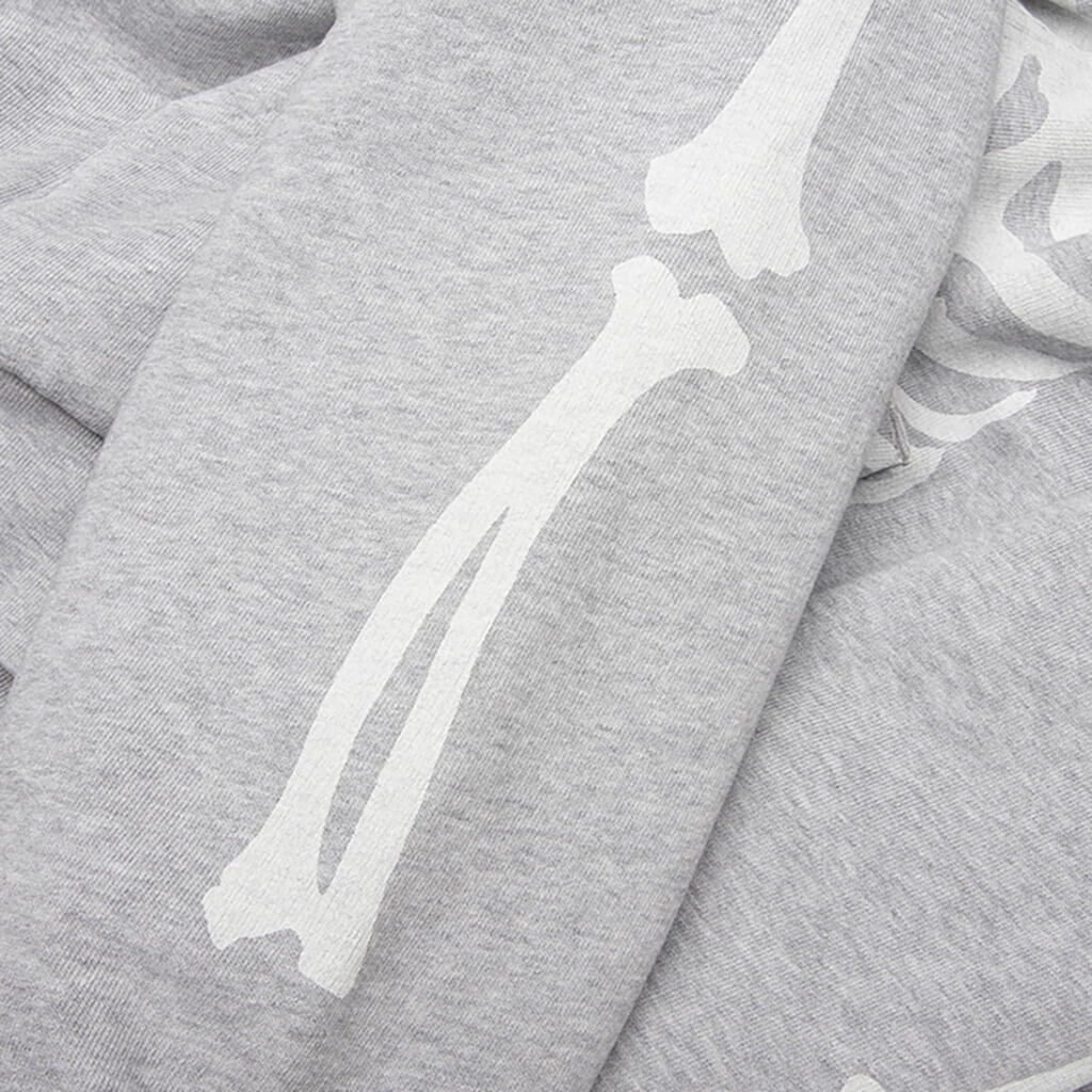 Skeleton Shark Heavy Washed Cropped Fit Full Zip Hoodie Gray