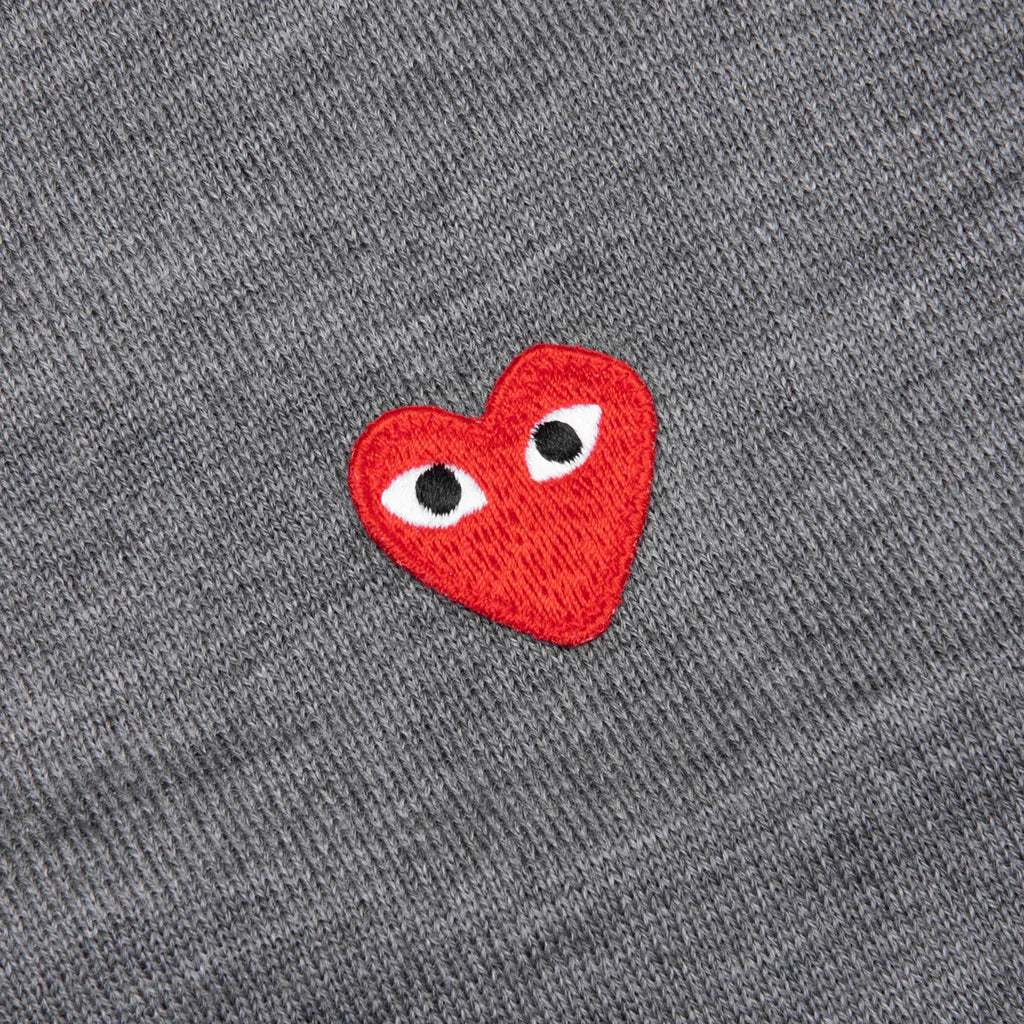 Red Emblem S S V Neck Cardigan Grey