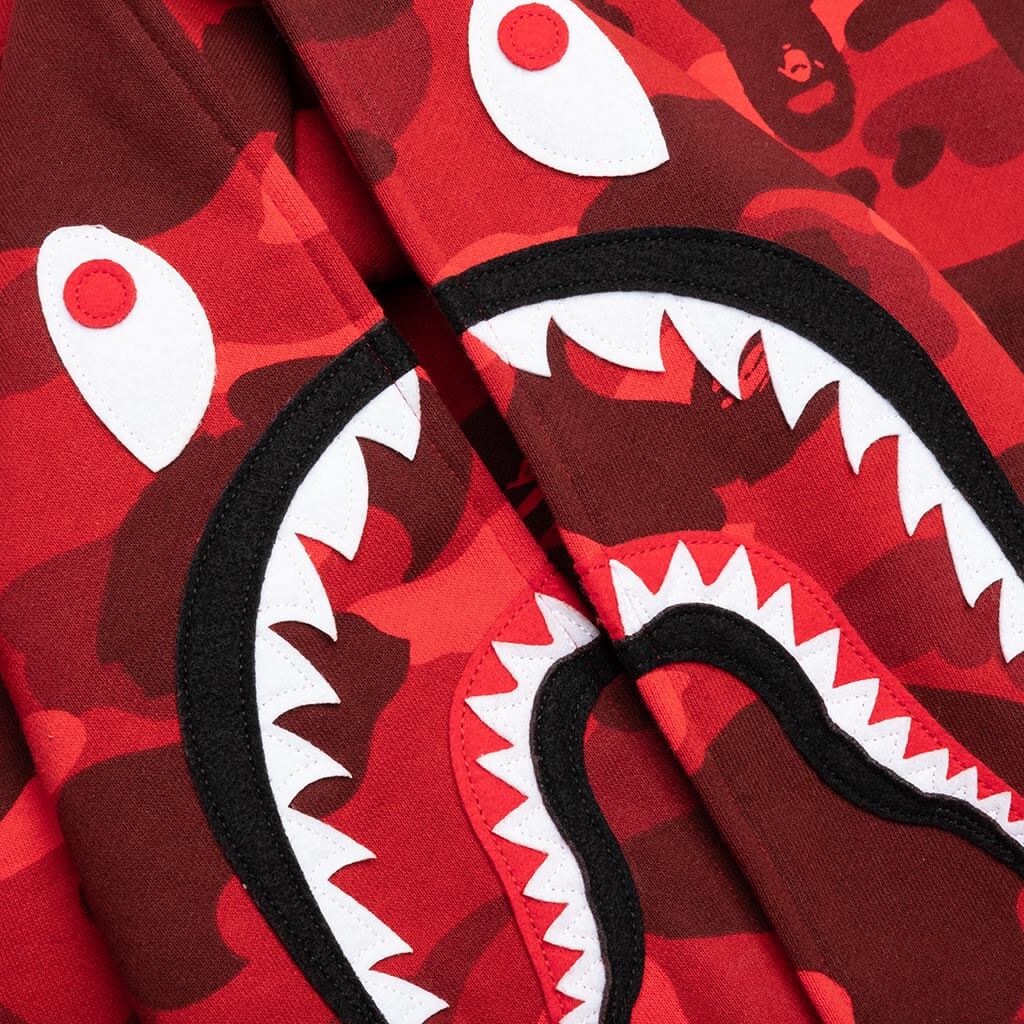 Color Camo Shark Pullover Hoodie Red