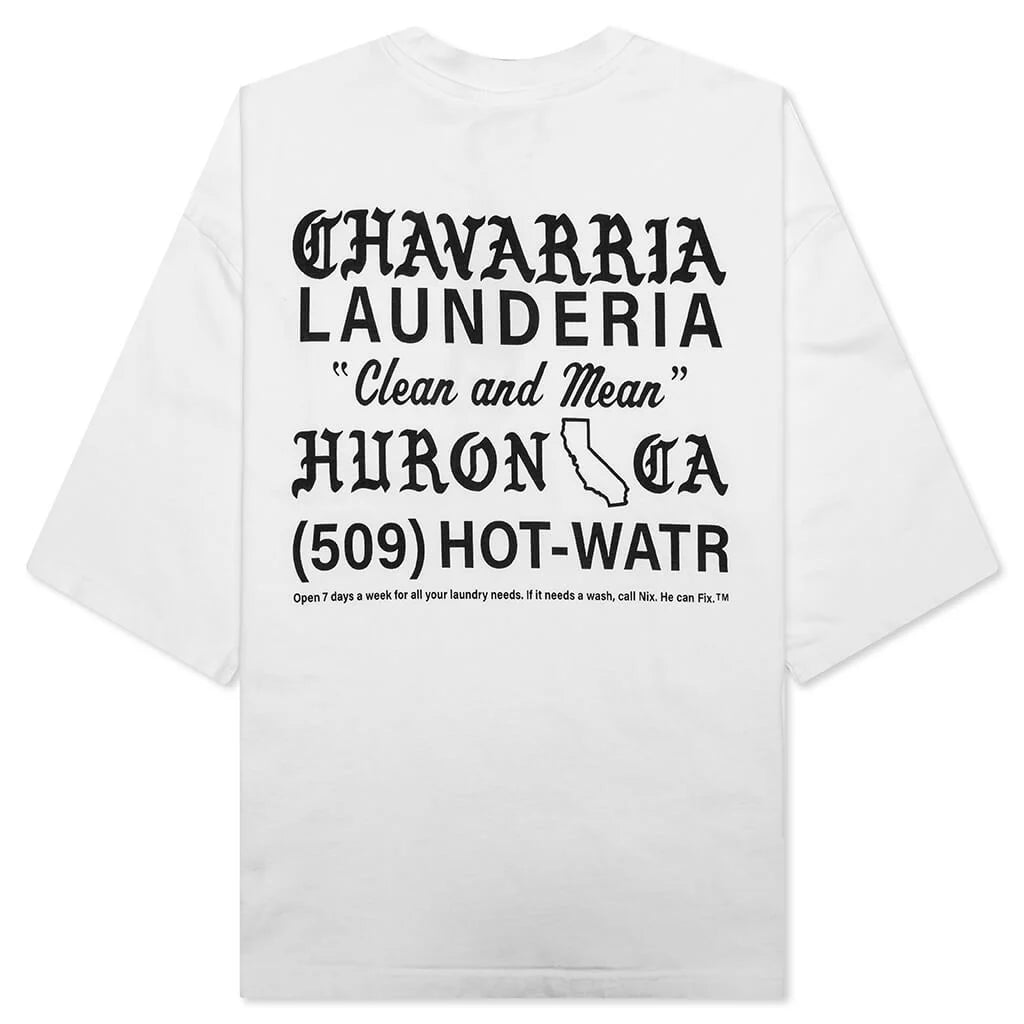 Laundromat S S Buffalo Pocket Tee White