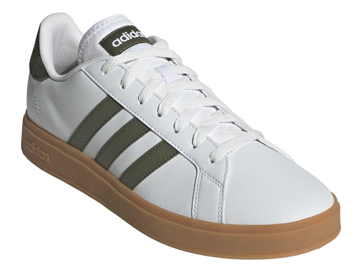 Tenis Adidas Grand Court Base 20 Blanco y Verde Oliva para Hombre