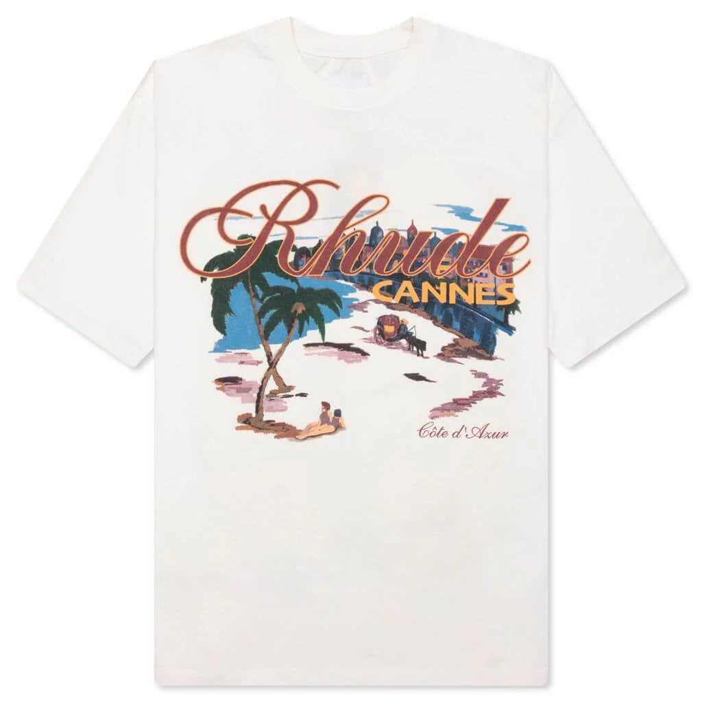 Cannes Beach Tee Vintage White