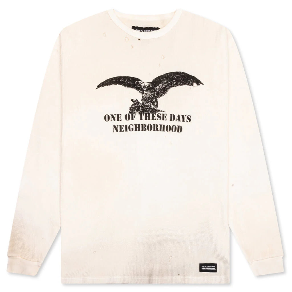 Neighborhood x One of These Days Waffle Fabric L S Crewneck White