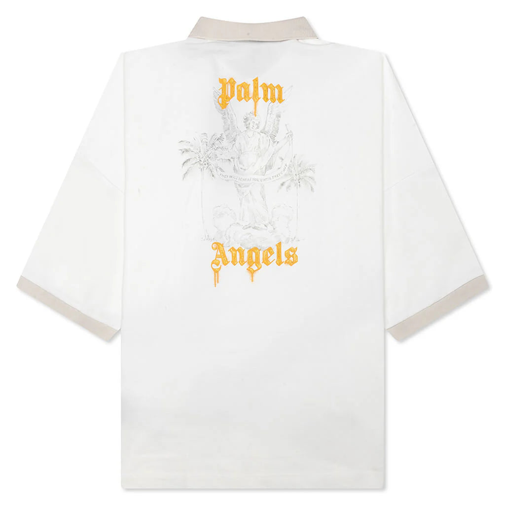 Angel Pencil Polo S S Off White Light Orange