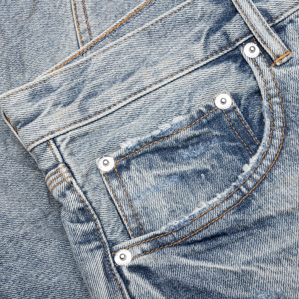 Faros Rip Patched Shorts Light Indigo