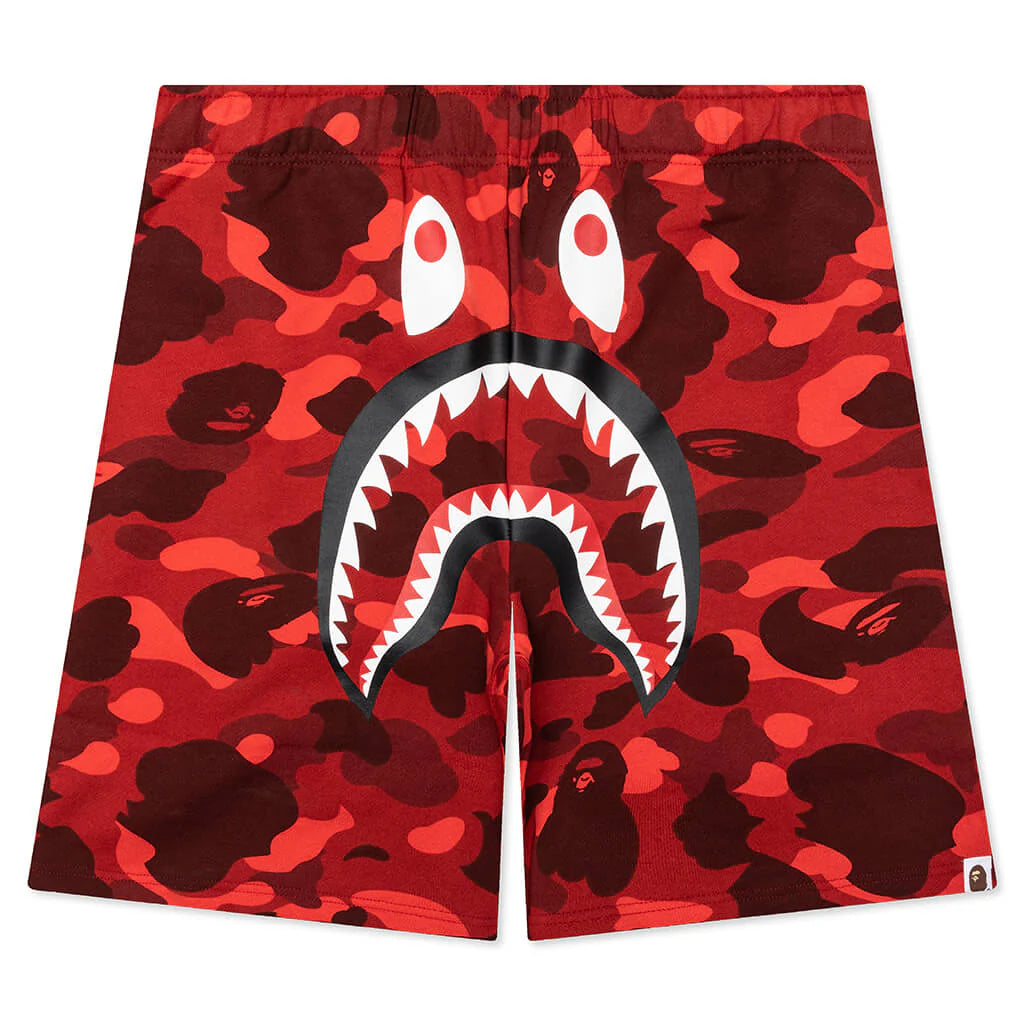 Color Camo Shark Sweat Shorts Red
