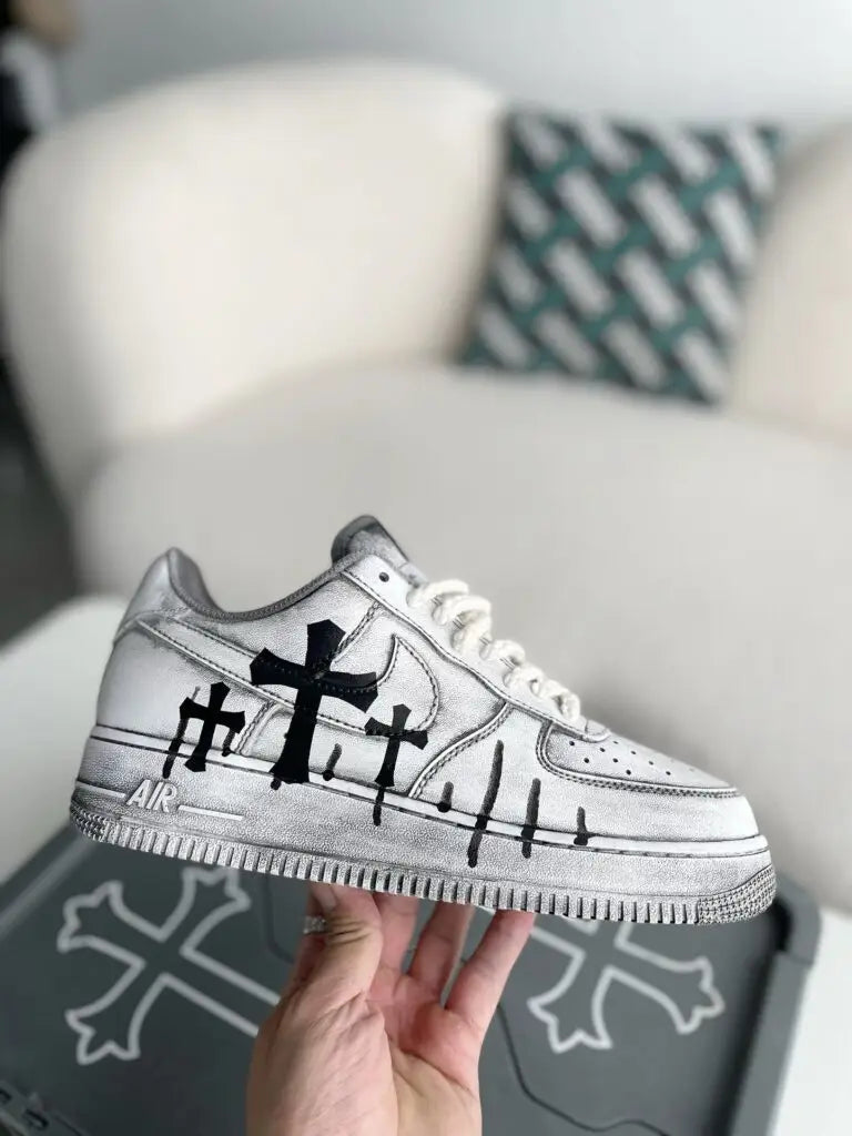 Chrome Hearts x Nike Air Force 1 White Grey Sneakers