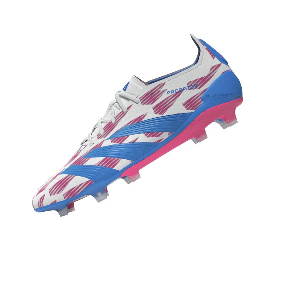 adidas Predator Elite FG Mens Firm Ground Soccer Cleats White Solar Blue Solar Pink