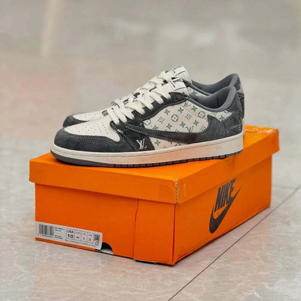 Louis Vuitton x Nike Air Jordan 1 Low Green Monogram Suede Custom