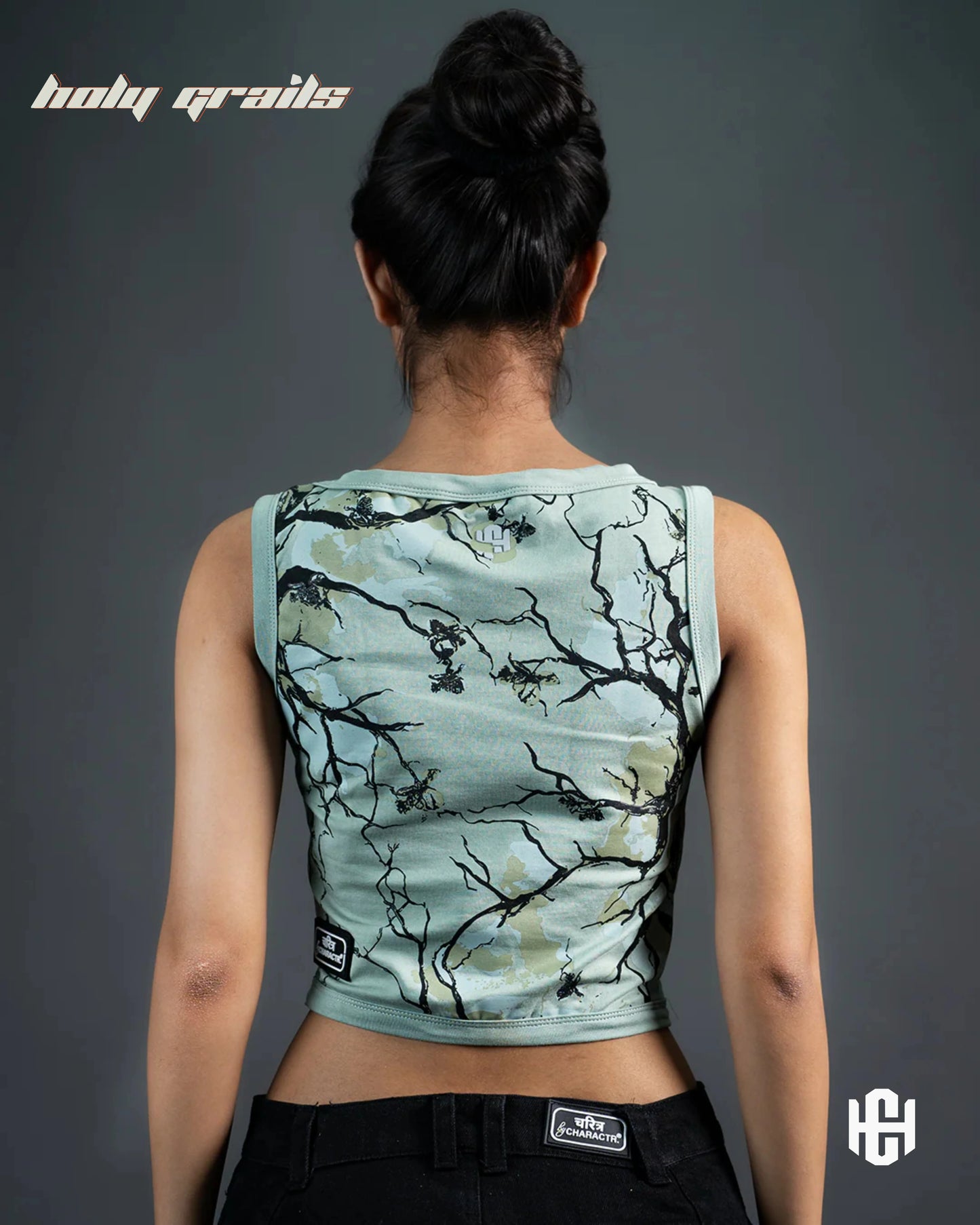 Earthen Bloom Blue Sleeveless Crop Top HG x Charactr