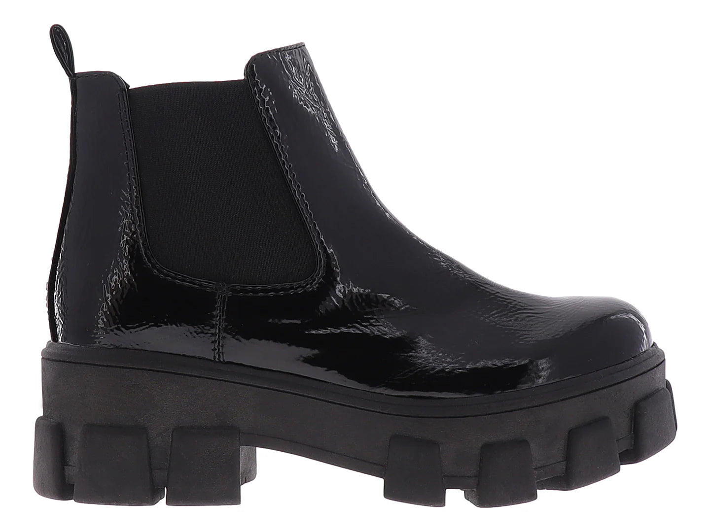 Botines Nomadas Negro Charol Arrugado para Mujer