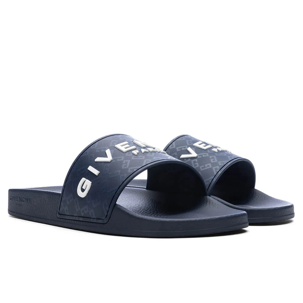 Slide Flat Sandals Dark Blue