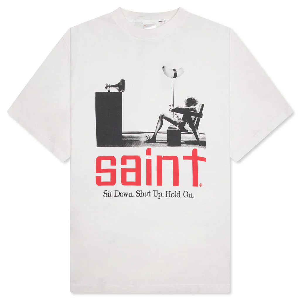 Sit Down S S Tee White