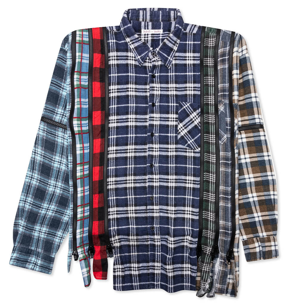 Flannel Shirt 7 Cuts Zipped Wide Shirt Assorted