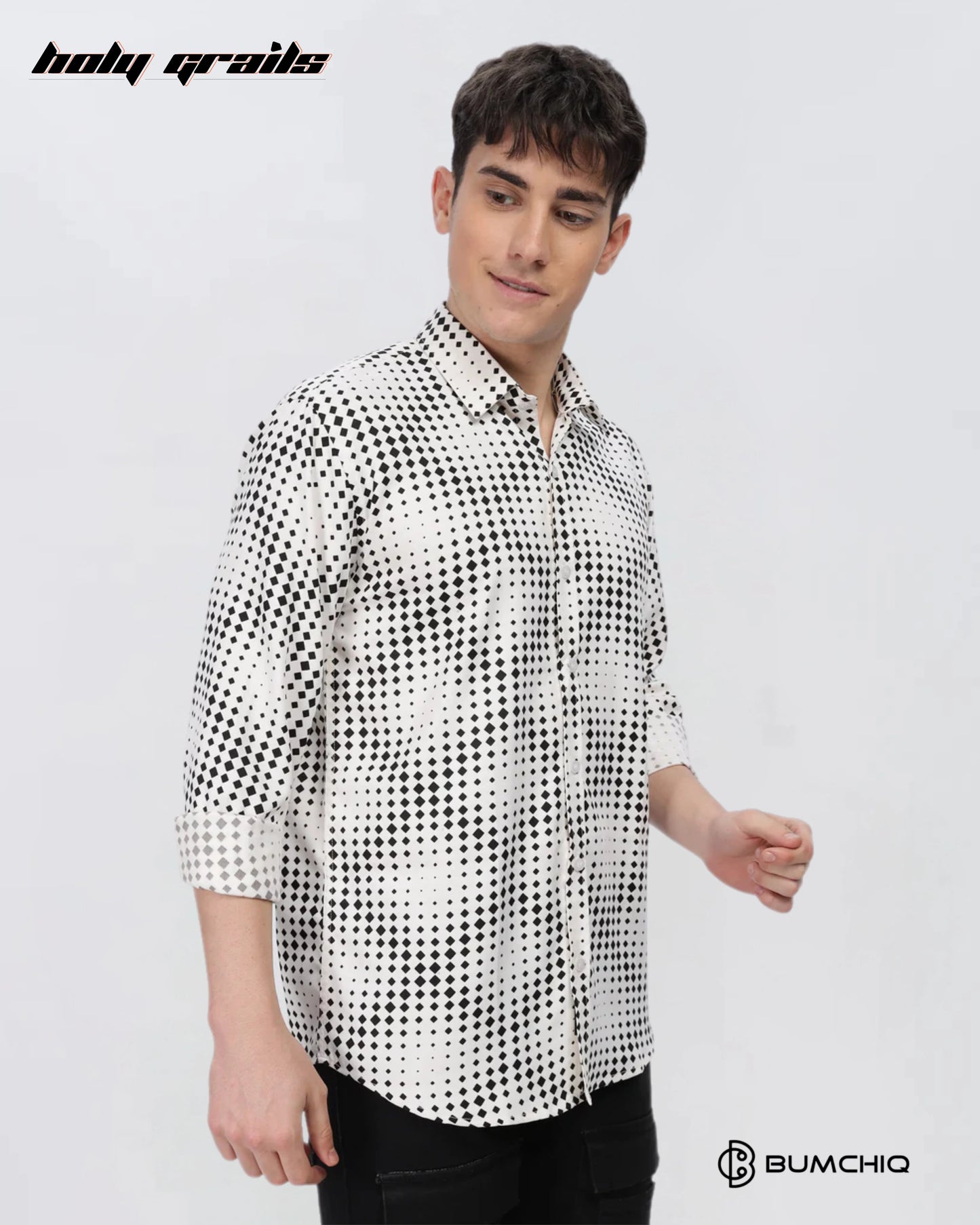Black Dotted Abstract White Shirt HG x Bumchiq
