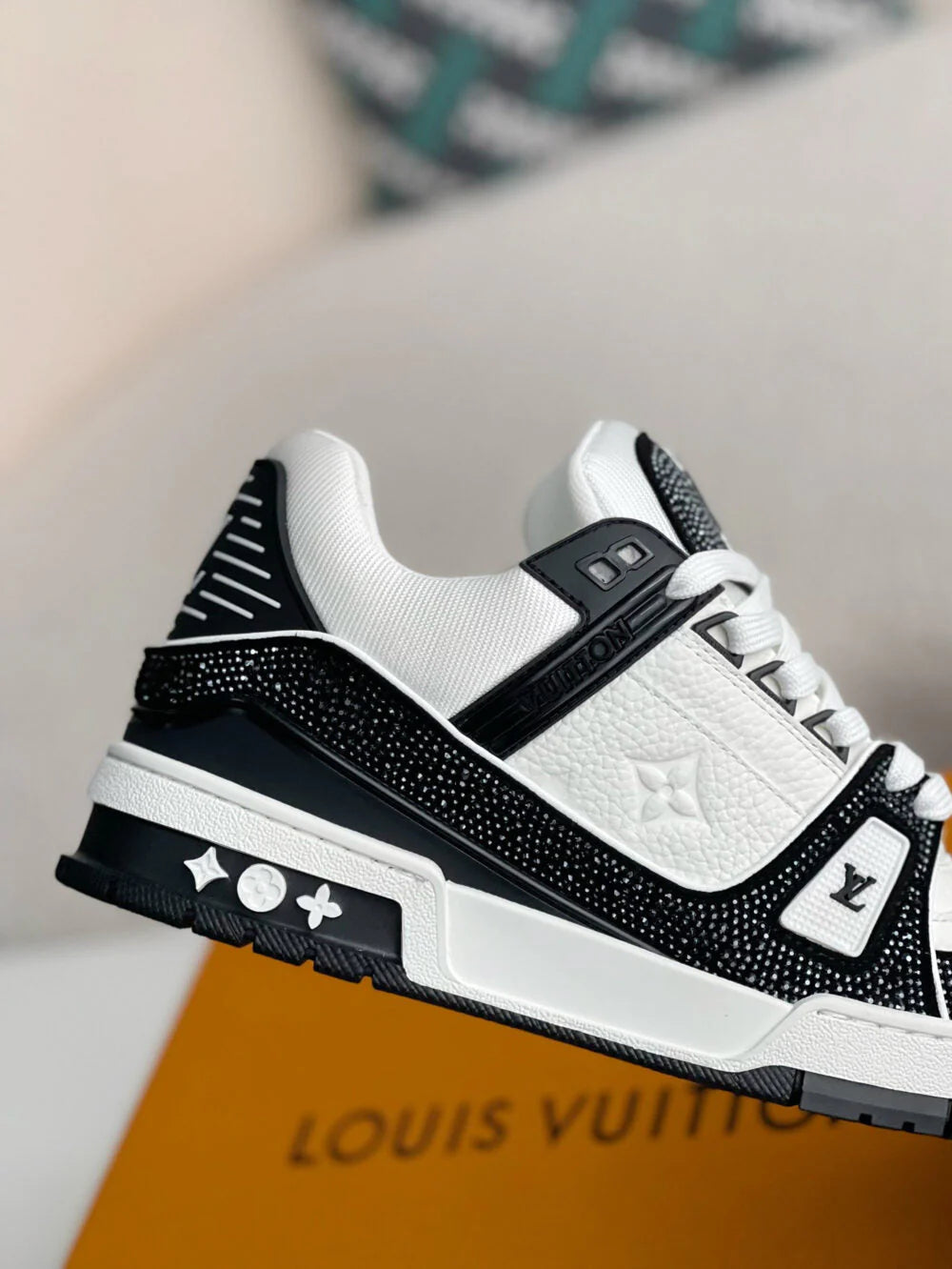 Louis Vuitton LV Trainer Sneaker Denim Monogram Black Diamond