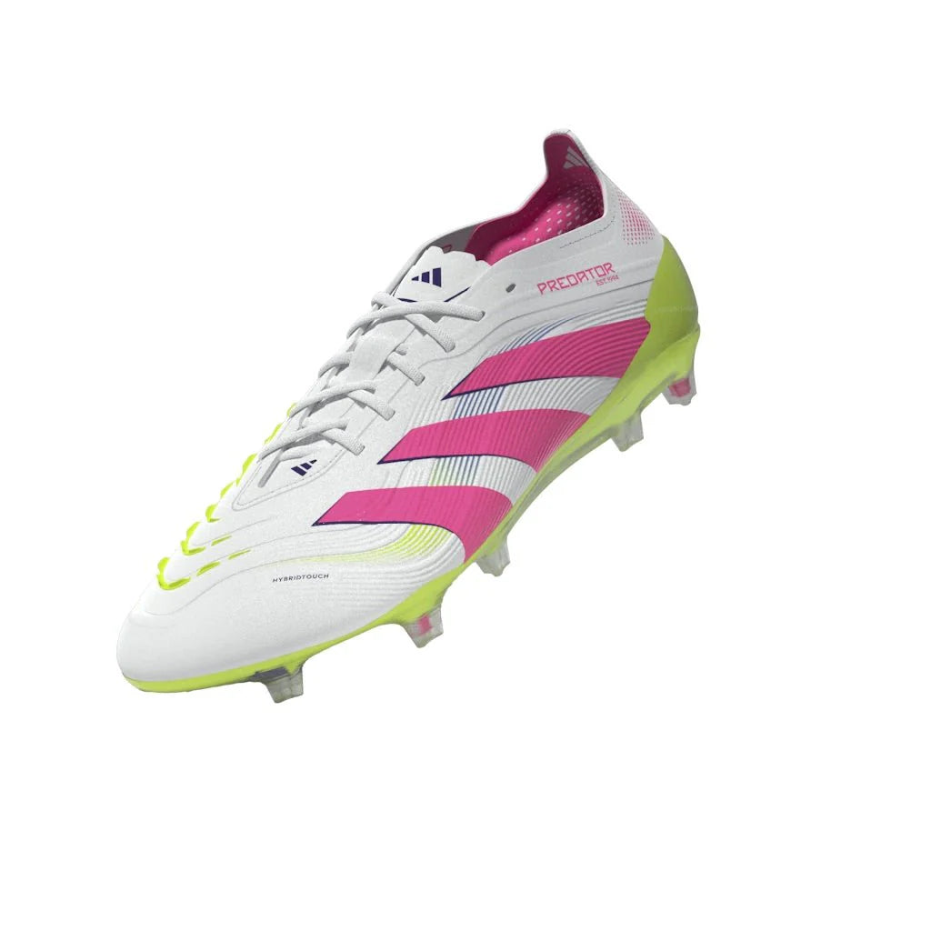 adidas Predator Elite FG Mens Firm Ground Soccer Cleats White Lucid Pink Lucid Lemon