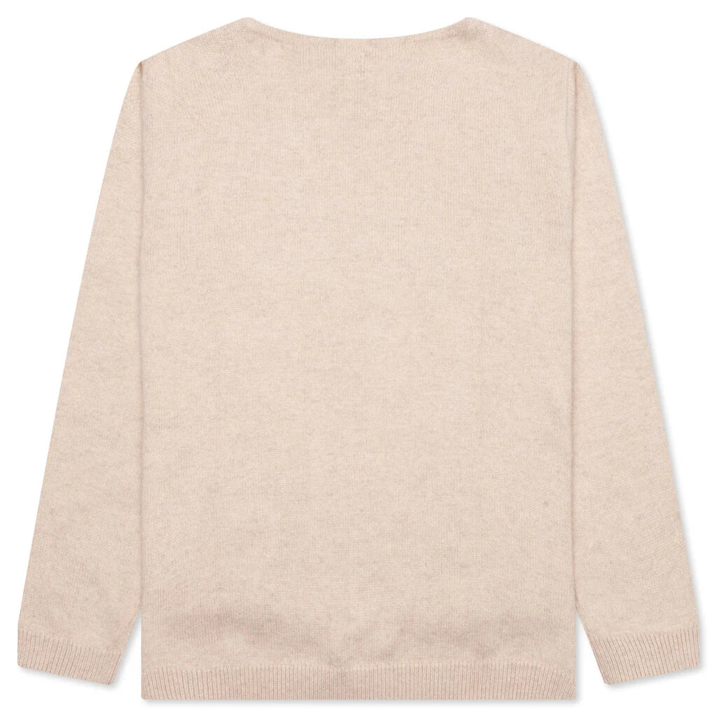 Heart Knit Sweater Beige