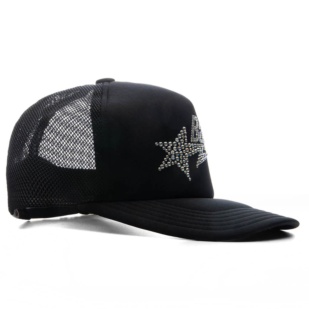 Womens Crystal Stone Bape STA Logo Mesh Cap Black
