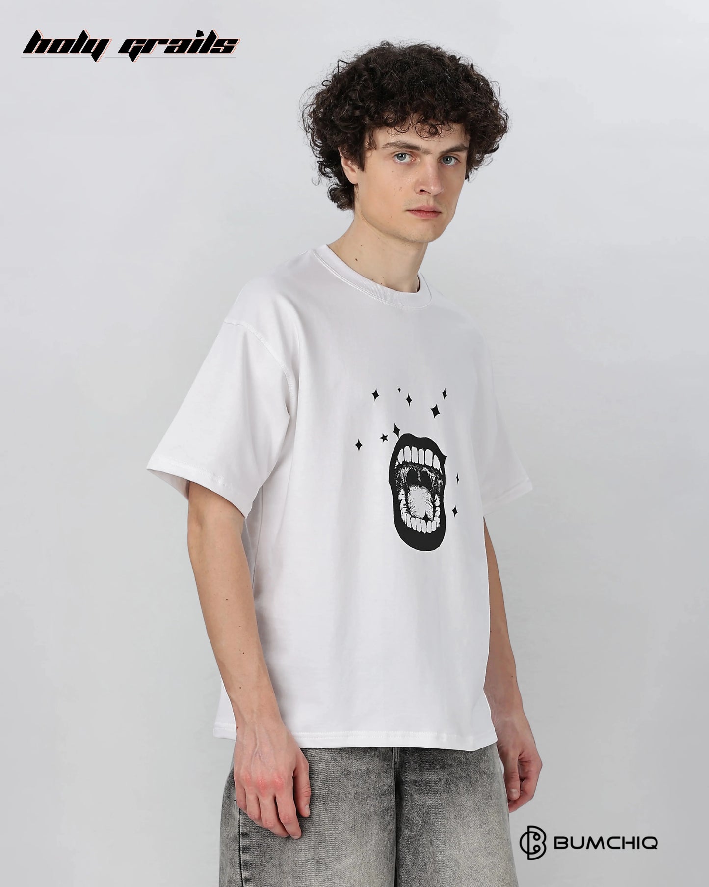 Look At Me White Oversize Tee HG x Bumchiq