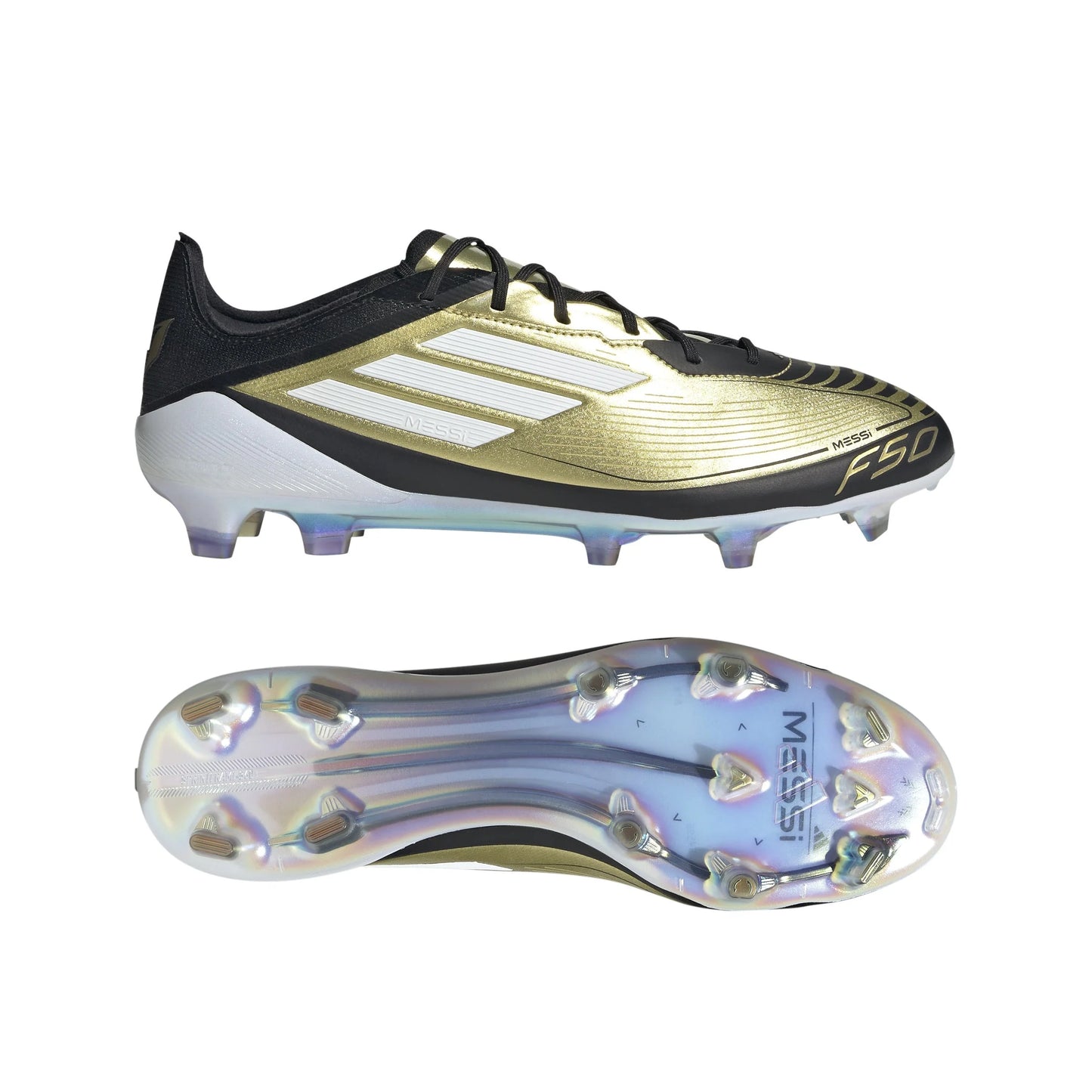 adidas F50 Elite FG Messi Firm Ground Soccer Cleats Gold White Black