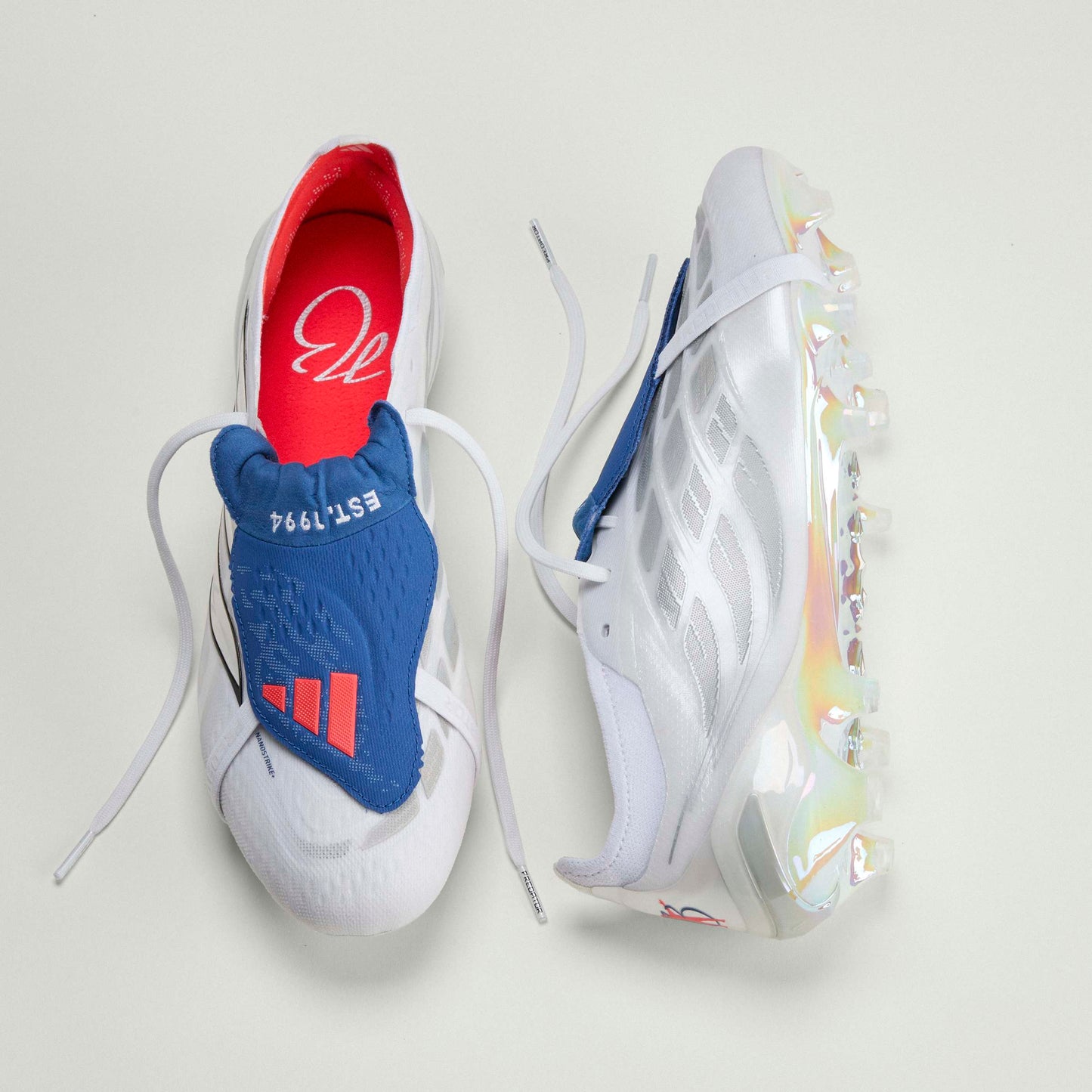 adidas Predator Elite Fold Over Tongue FG Firm Ground Mens Soccer Cleats White Zero Metallic Blue