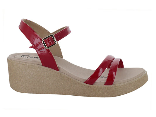 Sandalias Nomadas Charol Rojo para Mujer