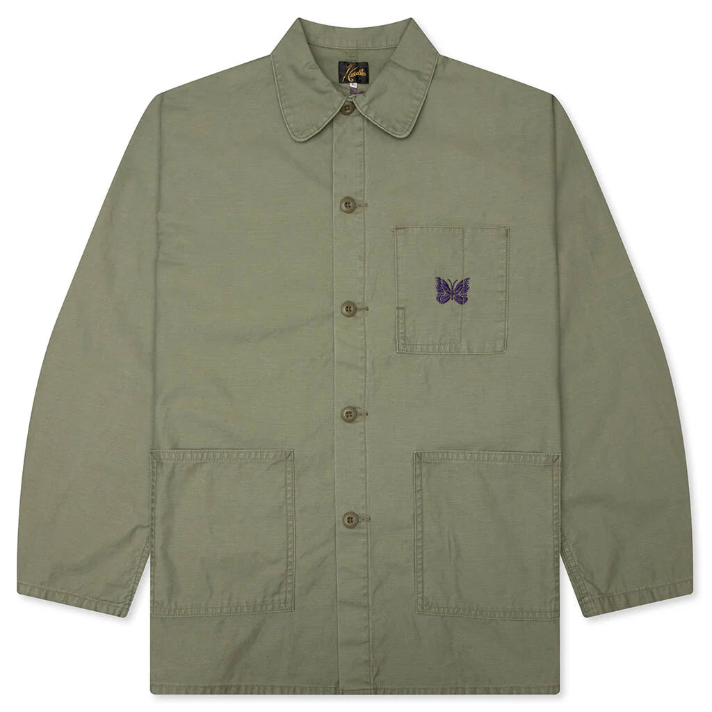 Reversed Sateen Coverall Jacket Olive