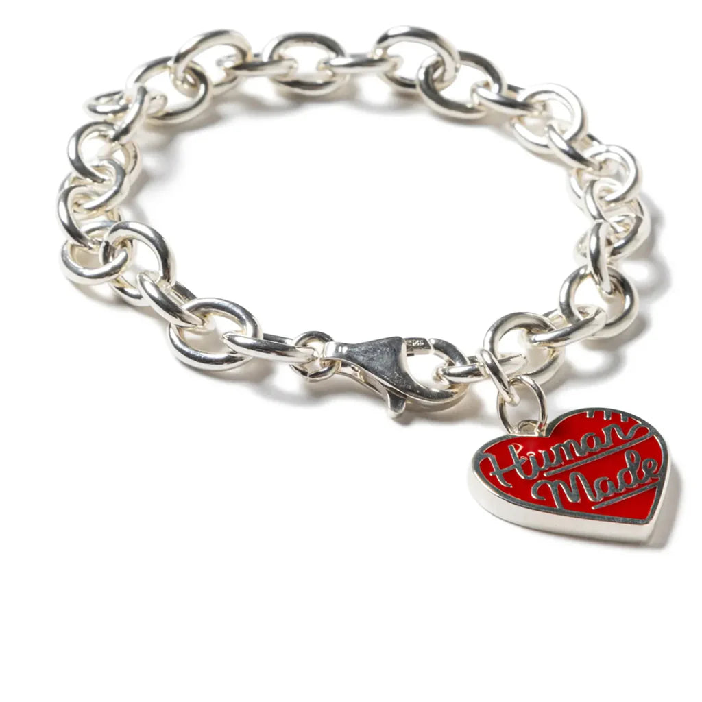 Heart Silver Bracelet Red