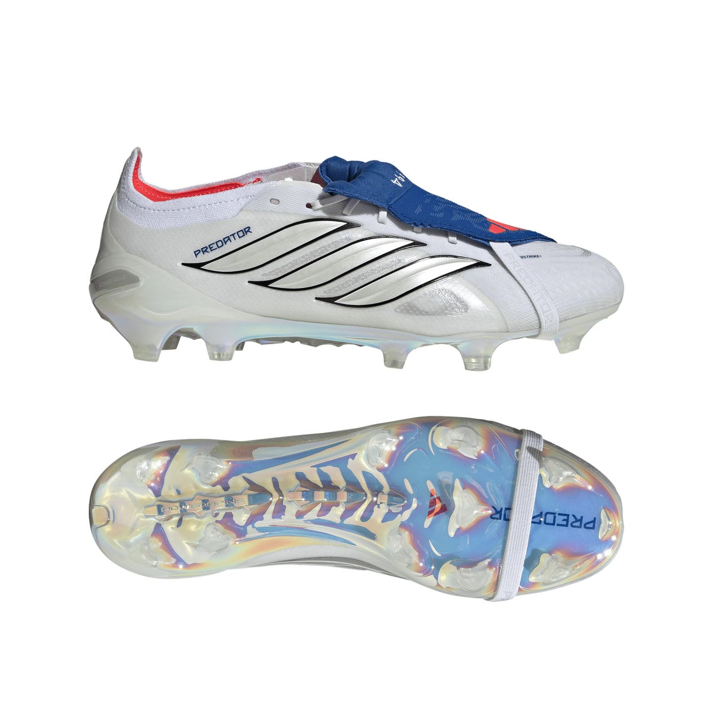 adidas Predator Elite Fold Over Tongue FG Firm Ground Mens Soccer Cleats White Zero Metallic Blue