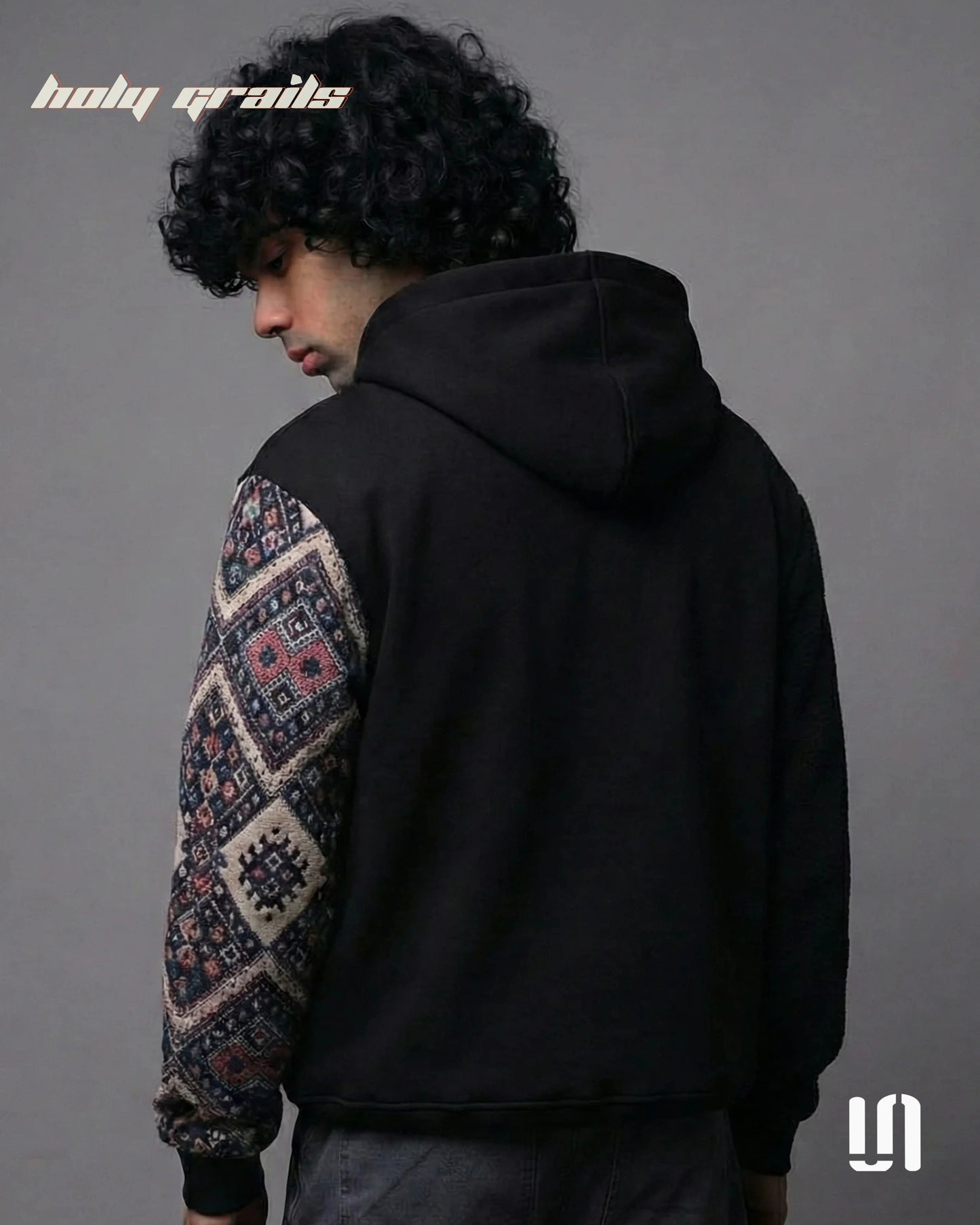 One Sleeve Jacquard Black Zipper Hoodie HG x Sullitt