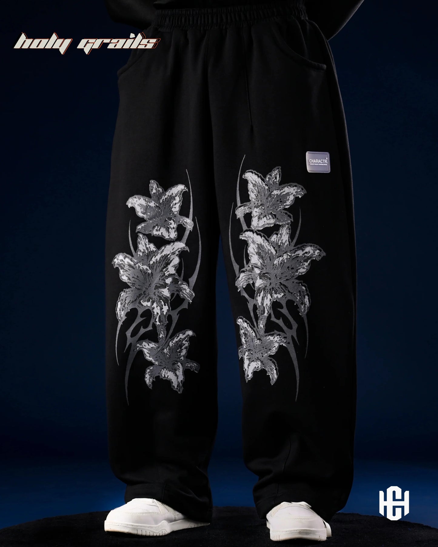 Frosted Floral Black Pants HG x Charactr