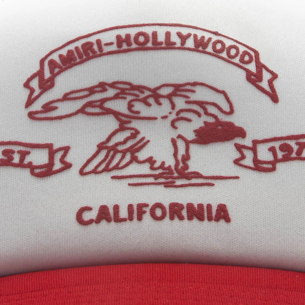 Amiri Eagle Trucker Hat Red Rose