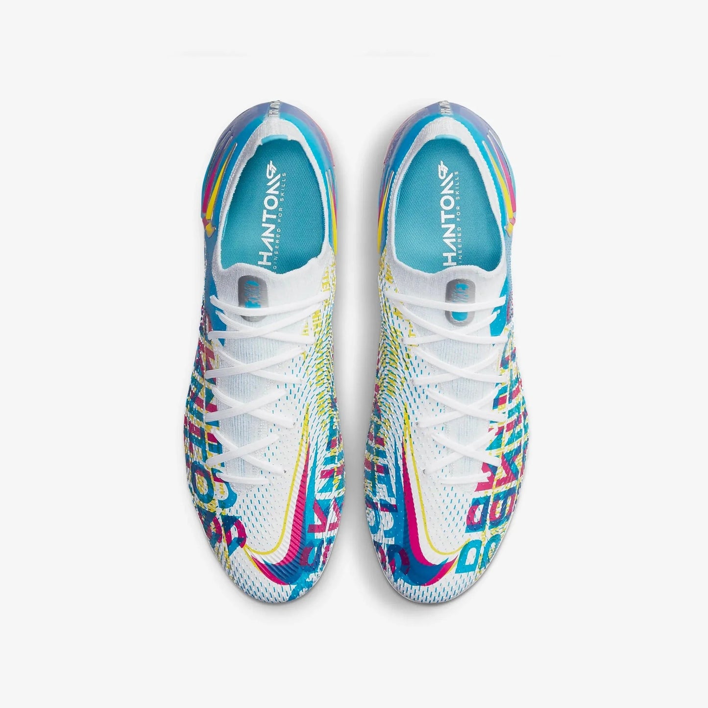 Nike Phantom GT Elite 3D FG Firm Ground Soccer Cleats Chlorine Blue Opti Yellow White Pink Blast
