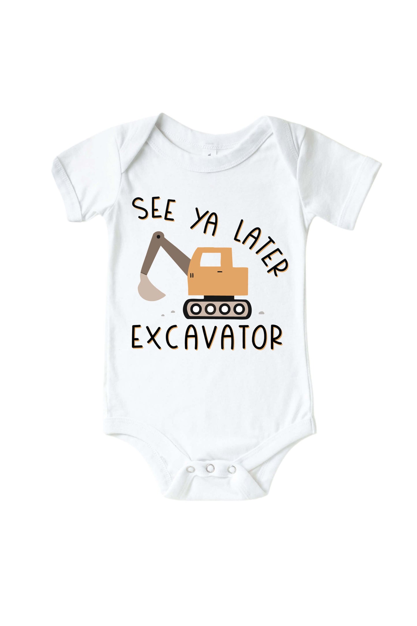 See Ya Later Excavator Graphic Bodysuit & Kids Tee | White