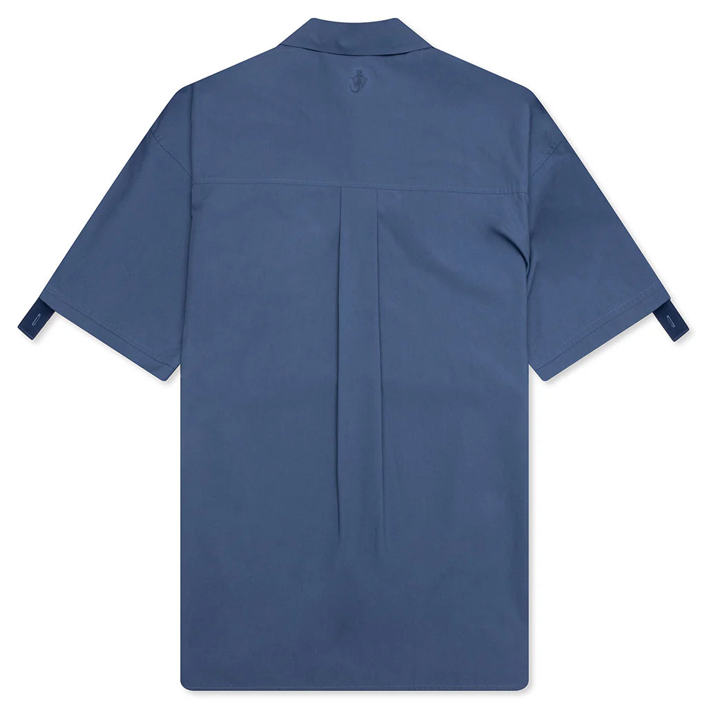 Quilted Pocket Polo Top Light Indigo
