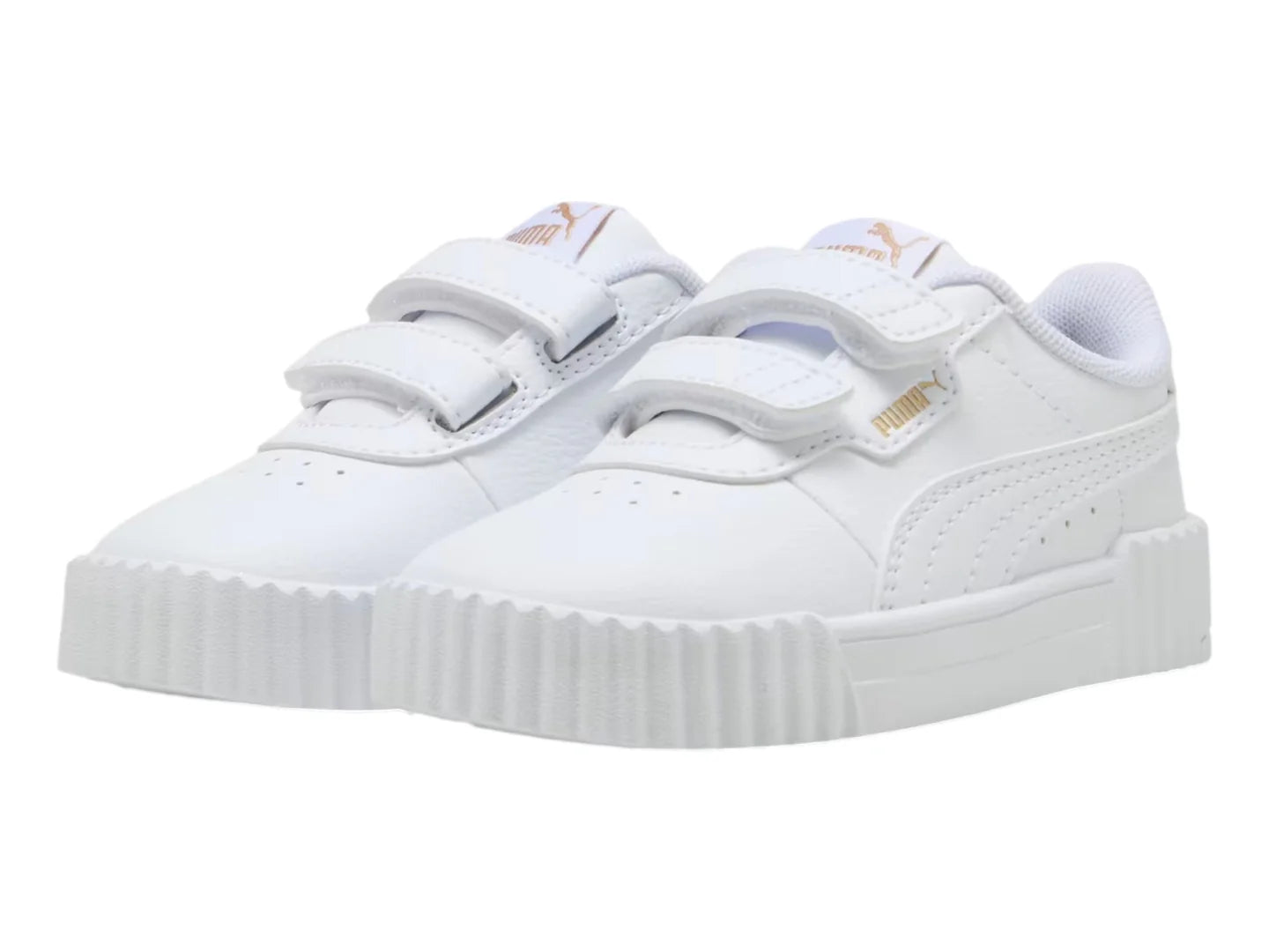Tenis PUMA Carina 30 V Blanco y Oro para Niña