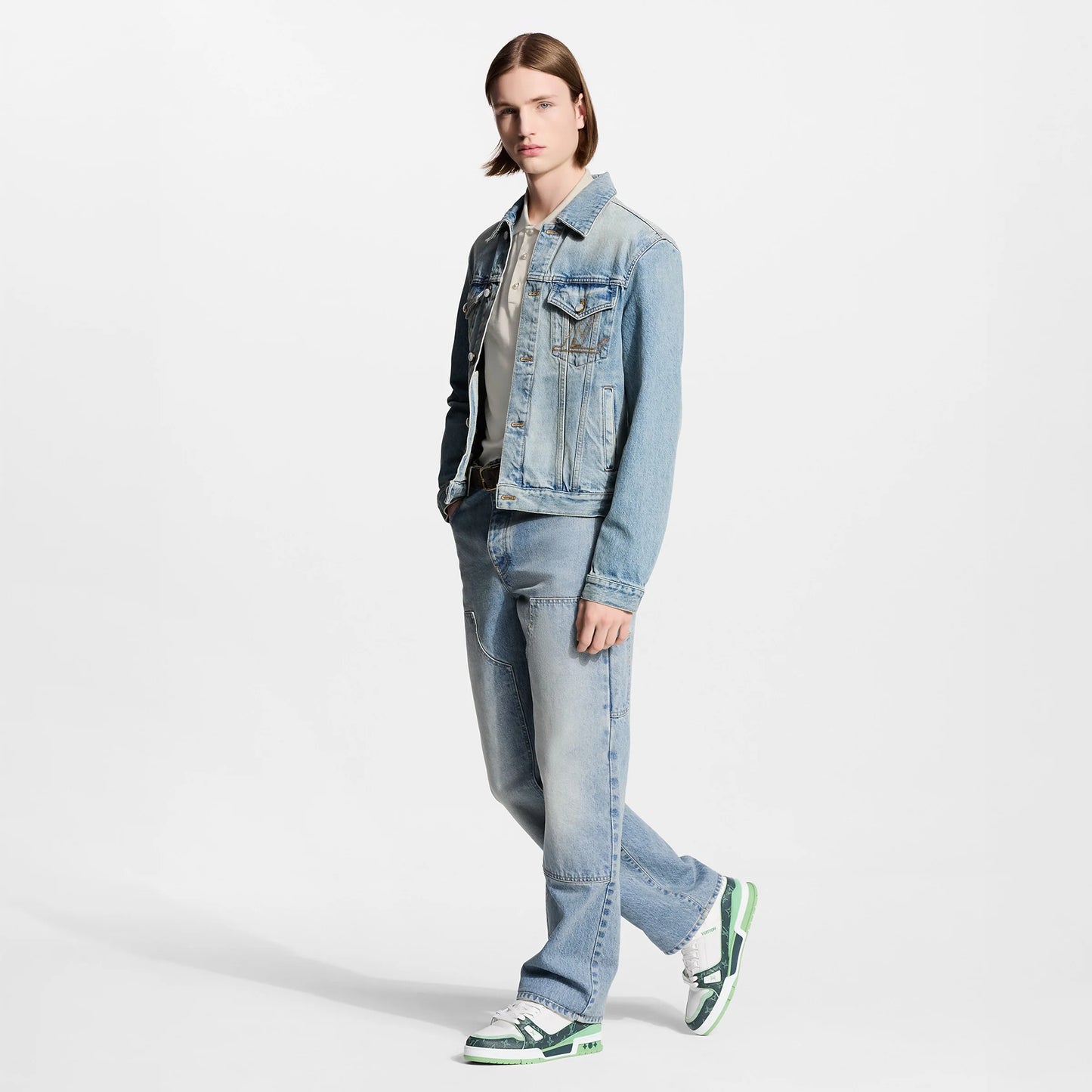 Louis Vuitton LV Trainer Sneaker Denim Monogram green