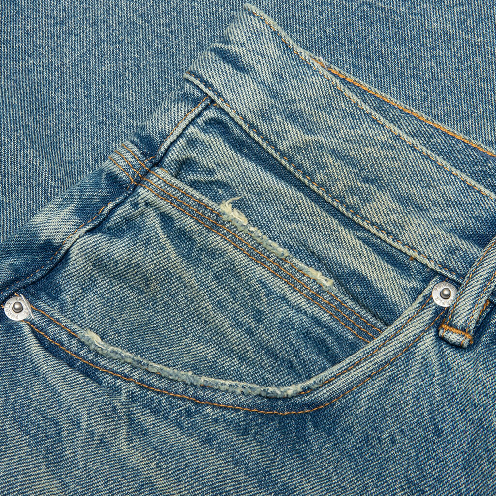 Beaded Splatter Denim Shorts Mid Indigo