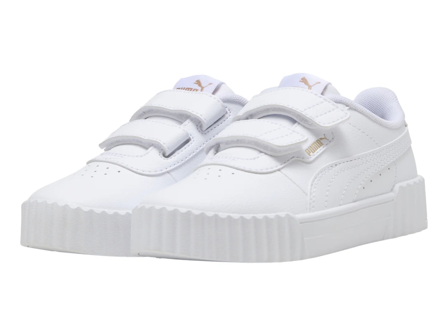 Tenis PUMA Carina 30 V Blanco y Oro para Niña