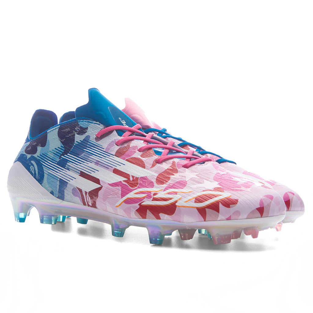Adidas x BAPE F50 Elite Firm Ground Cleats Clear Pink Cloud White Icey Blue
