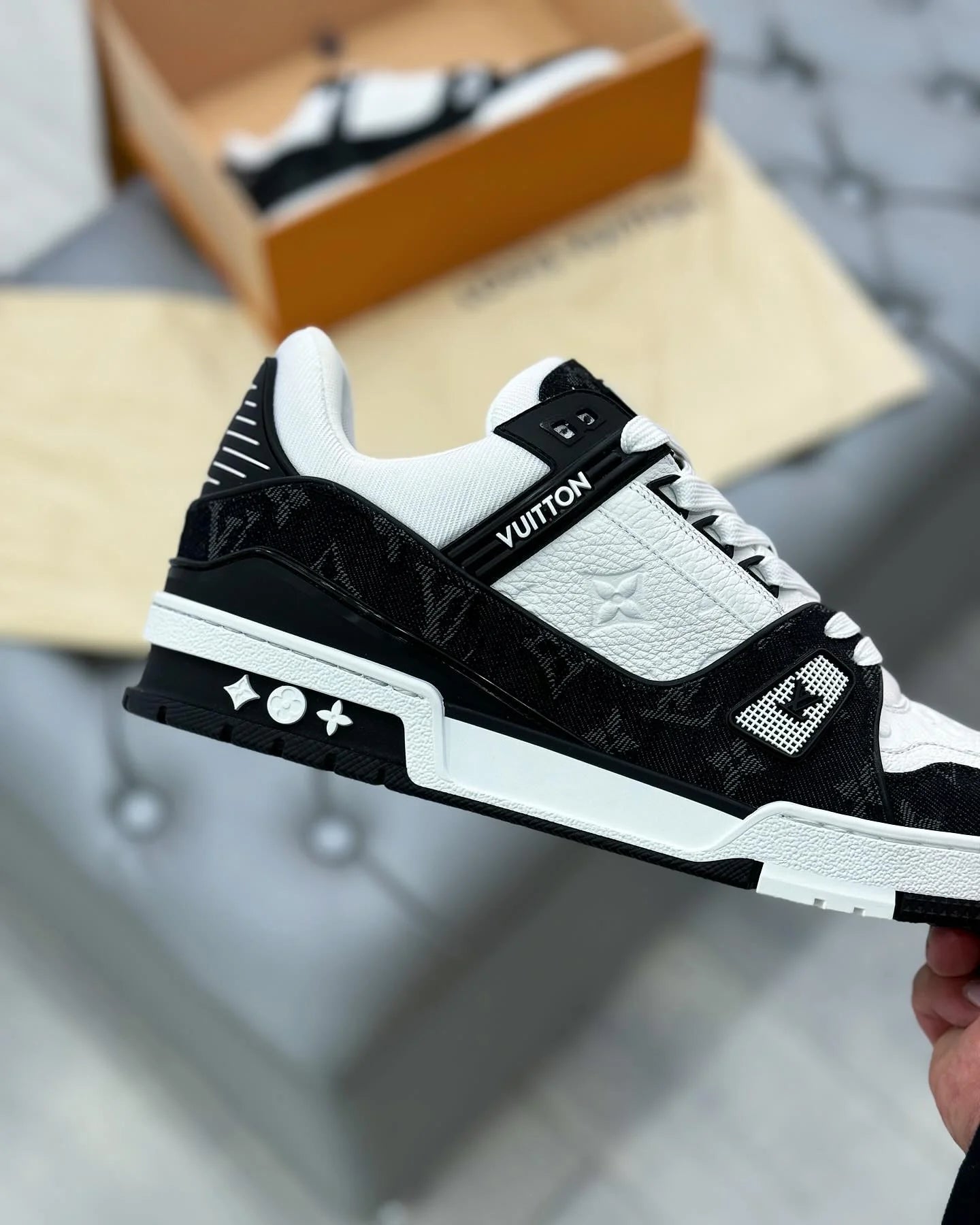 Louis Vuitton LV Trainer Sneaker Monogram Black Denim