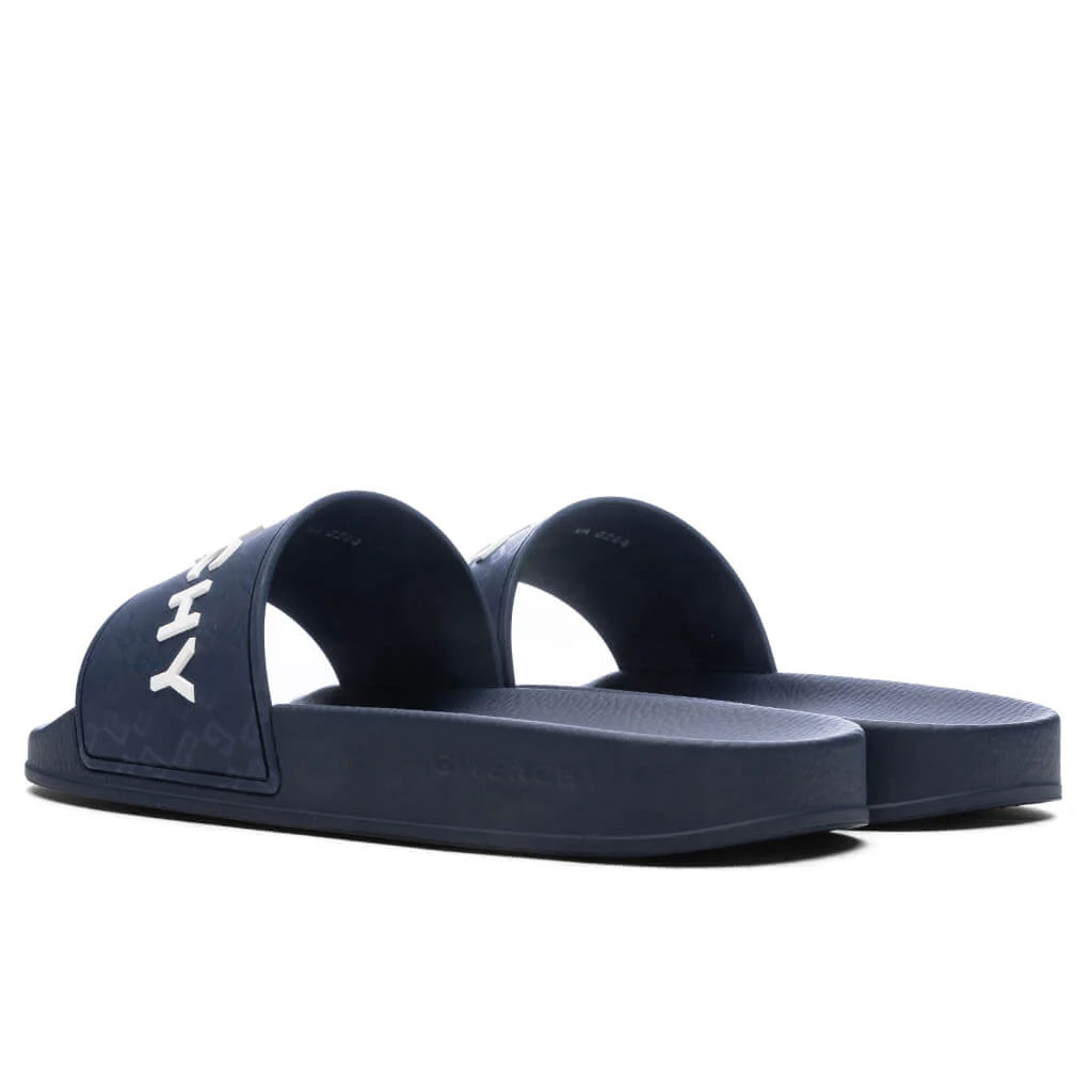 Slide Flat Sandals Dark Blue