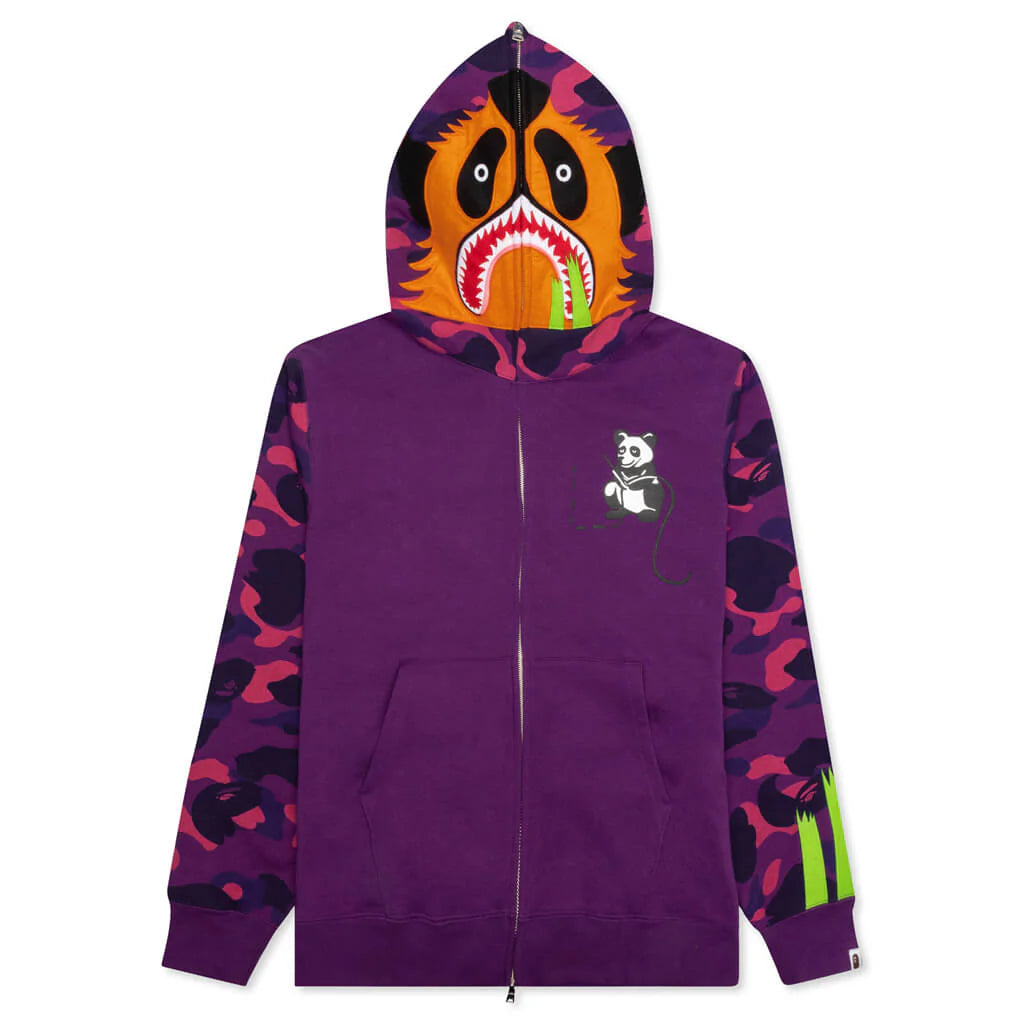 Color Camo Panda Full Zip Hoodie Purple