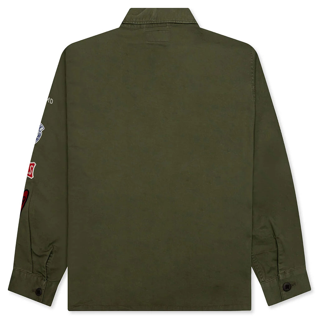 Patched Military Shirt Olive Drab