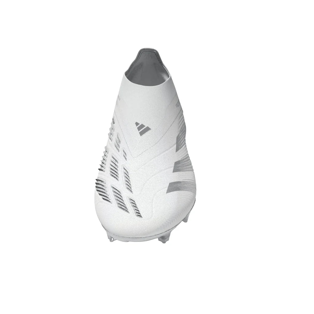 adidas Predator Elite Laceless FG Firm Ground Soccer Cleats White Silver Metallic White