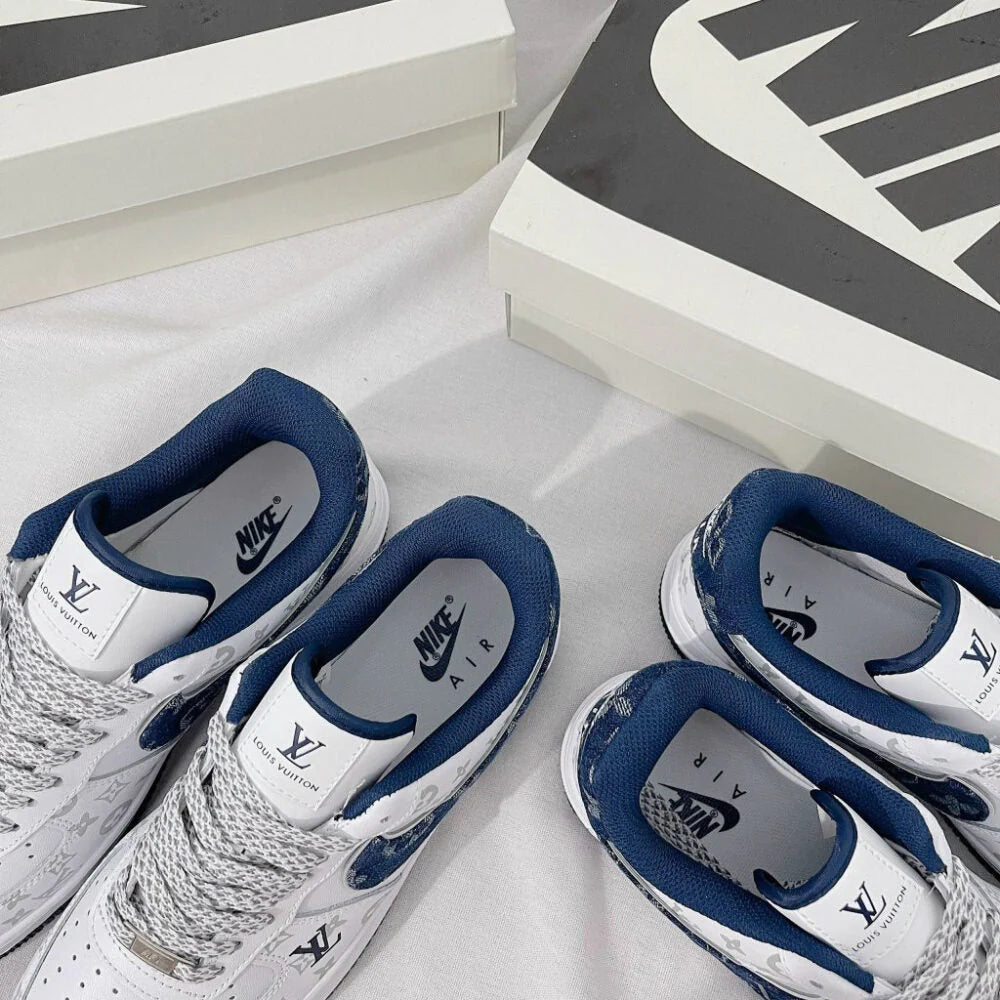 Louis Vuitton x Nike Air Force 1 White Navy Monogram Custom